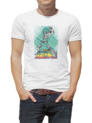Qivi Anime Dragon Ball Baskılı Beyaz Erkek Örme Tshirt