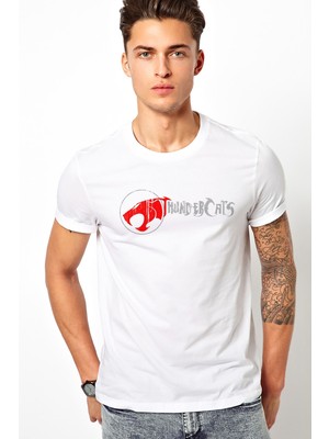 Qivi Thundercats Font Baskılı Beyaz Erkek Örme Tshirt