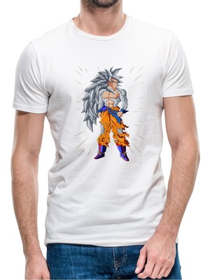 Qivi Anime Dragon Ball Baskılı Beyaz Erkek Örme Tshirt
