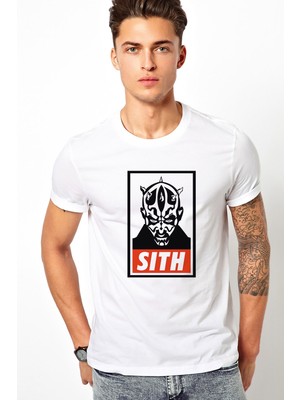 Qivi Darth Maul Sith Baskılı Beyaz Erkek Örme Tshirt
