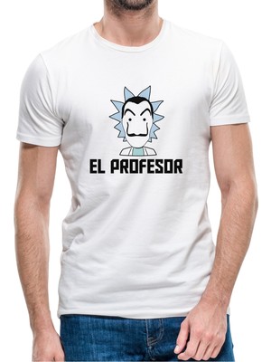 Qivi La Case De Papel El Profesor Baskılı Beyaz Erkek Örme Tshirt