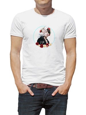 Qivi Jungkook Bts Müzisyen K Pop Gfriend Baskılı Beyaz Erkek Örme Tshirt