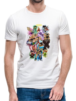 Qivi Anime Dragon Ball Adventures Of Goku Baskılı Beyaz Erkek Örme Tshirt