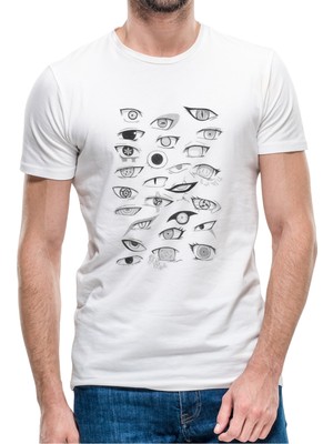 Qivi Anime Naruto Baskılı Beyaz Erkek Örme Tshirt