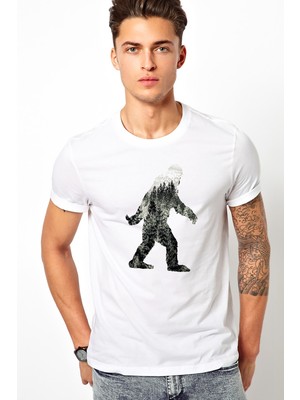 Qivi Silhouette Sasquatch Erkek Beyaz Tshirt