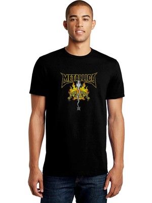 Qivi Metallıca Bad Seed Metal Rock Baskılı Siyah Erkek Örme Tshirt