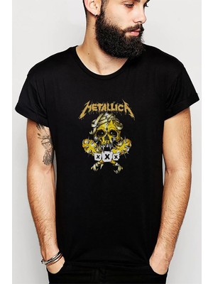Qivi Metallica Baskılı Siyah Erkek Örme Tshirt