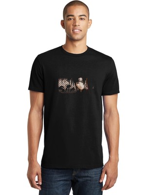 Qivi Sai Naruto Shippuden Baskılı Siyah Erkek Örme Tshirt