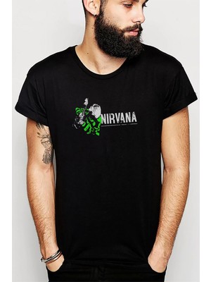 Qivi Nirvana Nevermind Baskılı Siyah Erkek Örme Tshirt