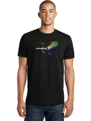 Qivi Pink Floyd Dark Side Of The Baskılı Siyah Erkek Örme Tshirt