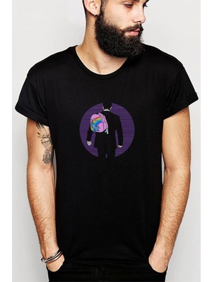 Qivi Altered Carbon Hello Unicorn Baskılı Siyah Erkek Örme Tshirt