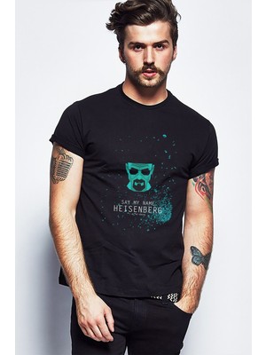Qivi Breaking Bad Say My Name Baskılı Siyah Erkek Örme Tshirt