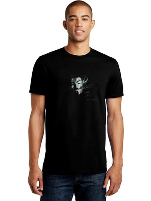 Qivi V For Vendetta Mask Baskılı Siyah Erkek Örme Tshirt