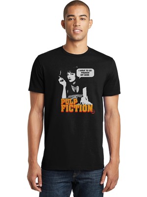 Qivi Pulp Fıctıon Baskılı Siyah Erkek Örme Tshirt