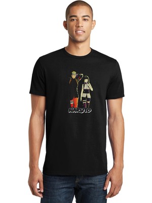 Qivi Anime Naruto Baskılı Siyah Erkek Örme Tshirt