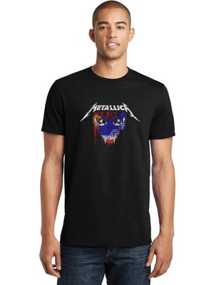 Qivi Metallica Concert Sioux Falls Rock Metal Baskılı Siyah Erkek Örme Tshirt