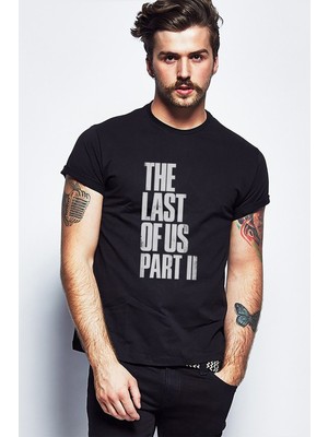 Qivi The Last Of Us Part 2 Baskılı Siyah Erkek Örme Tshirt