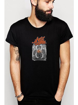 Qivi Arctic Monkeys Metal Rock Muzik Baskılı Siyah Erkek Örme Tshirt