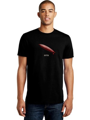 Qivi LED Zeppelin Amoled Baskılı Siyah Erkek Örme Tshirt