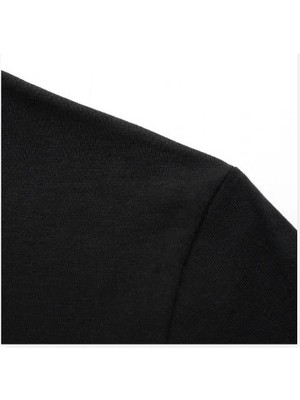 Qivi Fringe Division Logo Baskılı Siyah Erkek Örme Tshirt
