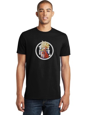 Qivi Anime Dragon Ball Baskılı Siyah Erkek Örme Tshirt