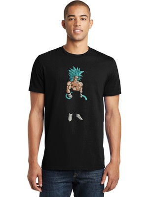 Qivi Anime Dragon Ball Baskılı Siyah Erkek Örme Tshirt
