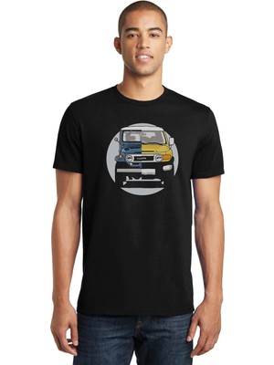 Qivi Jeep Baskılı Siyah Erkek Örme Tshirt