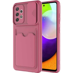 Samsung Galaxy A72 Kılıf Kartlıklı Lens Kapatmalı Kapak