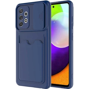 Samsung Galaxy A72 Kılıf Kartlıklı Lens Kapatmalı Kapak