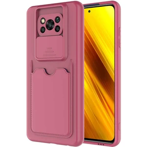 Xiaomi Poco X3 Kılıf Kartlıklı Lens Kapatmalı Kapak