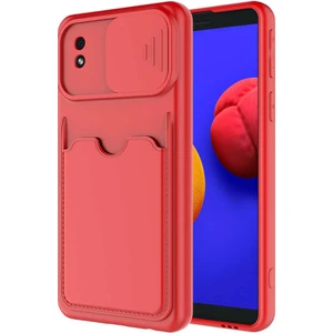Samsung Galaxy A01 Core Kılıf Kartlıklı Lens Kapatmalı Kapak