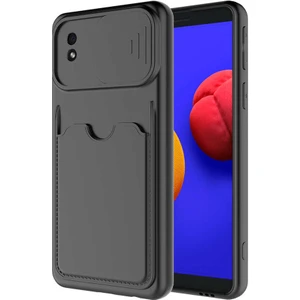 Samsung Galaxy A01 Core Kılıf Kartlıklı Lens Kapatmalı Kapak
