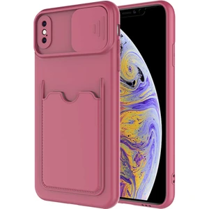 Apple iPhone Xs 5.8 Kılıf Kartlıklı Lens Kapatmalı Kapak