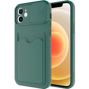 Apple iPhone 12 Kılıf Kartlıklı Lens Kapatmalı Kapak