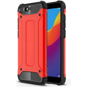 noktaks - Huawei Y6 2018 - Kılıf Çift Katman Zırh Tank Crash Military Kapak - Kırmızı - T5966