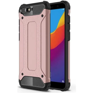 noktaks - Huawei Y6 2018 - Kılıf Çift Katman Zırh Tank Crash Military Kapak - Rose Gold - T5966