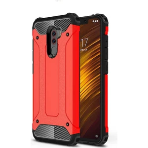 noktaks - Xiaomi Pocophone F1 - Kılıf Çift Katman Zırh Tank Crash Military Kapak - Kırmızı - T5863
