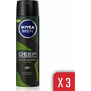 Men Deep Dimension Amazonia Sprey Deodorant 150 ml Erkek x 3 Adet