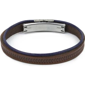 Çavuş Desenli Sırımlı Deri Bileklik  Saat Kilitli  Kahve & Laci   S Bileklik