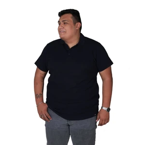 Büyük Beden Cepsiz Siyah Pamuklu Polo Yaka T-Shirt