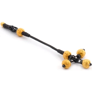 Yaldızlı Siyah Ucu Üç Toplu Gümüş  Püskül