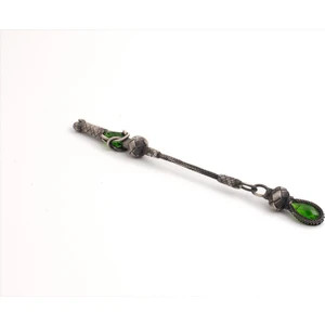 Yeşil Taşlı Oksitli Gümüş Püskül