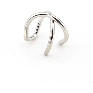 Parlak Gümüş Renkli Earcuff Kulak Kelepçesi Çapraz Sarmal EX089