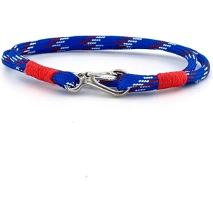 Mavi Beyaz Kırmızı Paracord Kanca Iki Sıra Erkek Bileklik M011F