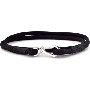 Siyah Paracord Metal Kanca Iki Sıra Sarma Erkek Bileklik M011K