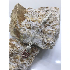 Kırmızı Şems Düğüm Gümüş Püskül
