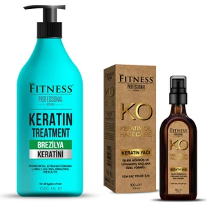 Fitness Professional Saç Düzleştirici Keratin Bakımı Brezilya Fönü 1000ML + Keratin Yağı 100 ml