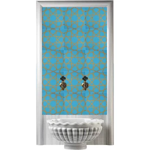 Armada Çini 60x100 Cm SP 89 Turkuaz Metalik Serigraf Türk Hamamı Pano