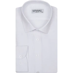 Dar Kesim Armür Desenli Beyaz Erkek Gömlek