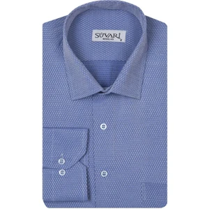 Bol Kesim Armürlü Koyu Mavi Erkek Gömlek